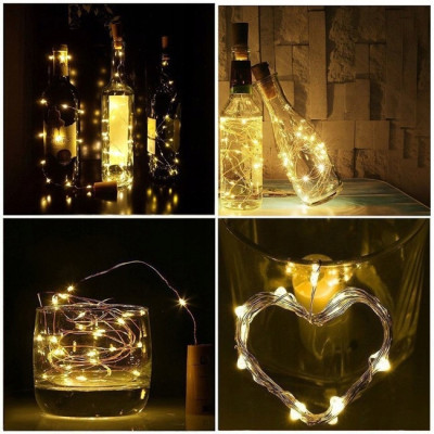 LED reťaz Nano so špuntom - 2m, 20LED, 3xLR44, teplá biela