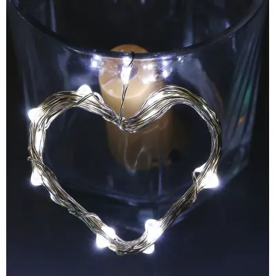 LED reťaz Nano so špuntom - 2m, 20LED, 3xLR44, studená biela