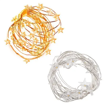 LED reťaz Nano Hviezdy - 2m, 20LED, 2xAA, teplá biela