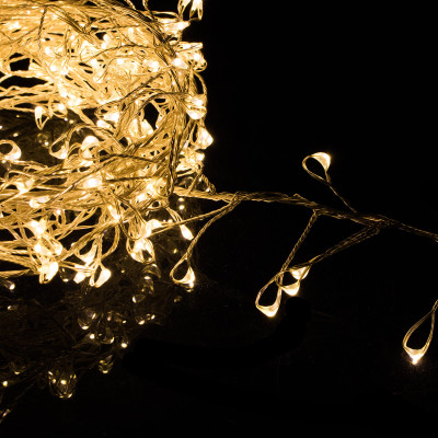 LED reťaz Nano Ježko - 3m, 100LED, 3xAA, teplá biela