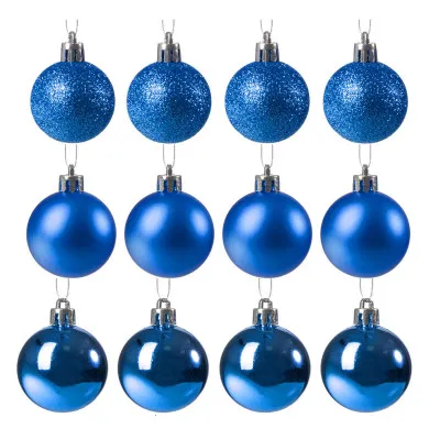 Vianočné banky modré mix - 6cm, sada 12ks