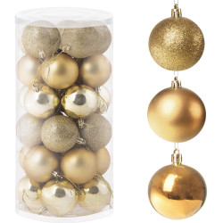 Vianočné banky zlaté mix - 6cm, súprava 30ks