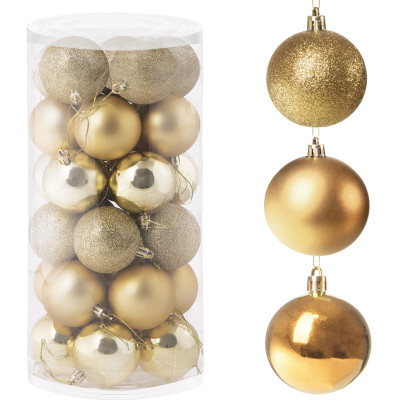 Vianočné banky zlaté mix - 6cm, súprava 30ks