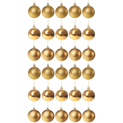 Vianočné banky zlaté mix - 6cm, súprava 30ks