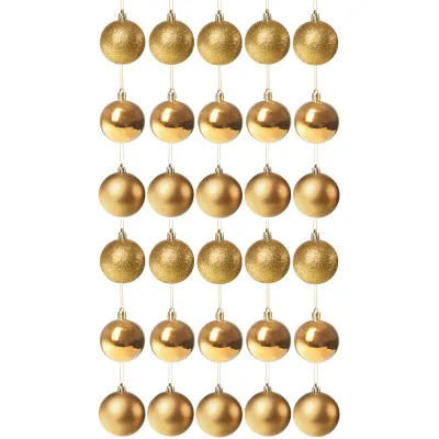 Vianočné banky zlaté mix - 6cm, súprava 30ks