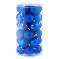 Vianočné banky modré mix - 6cm, sada 30ks