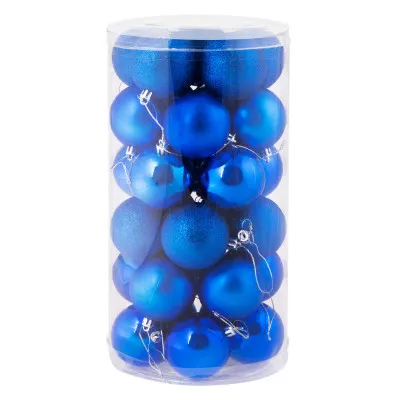 Vianočné banky modré mix - 6cm, sada 30ks