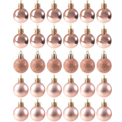 Vianočné banky ružové mix - 3cm, sada 30ks