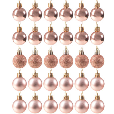 Vianočné banky ružové mix - 3cm, sada 30ks