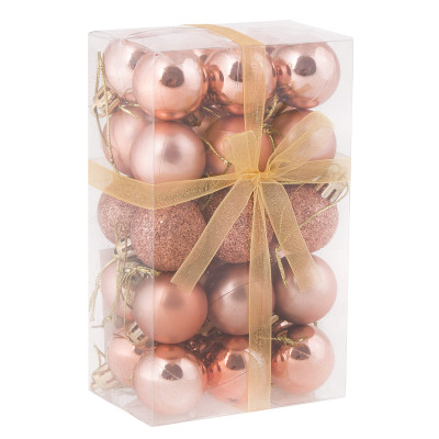 Vianočné banky ružové mix - 3cm, sada 30ks