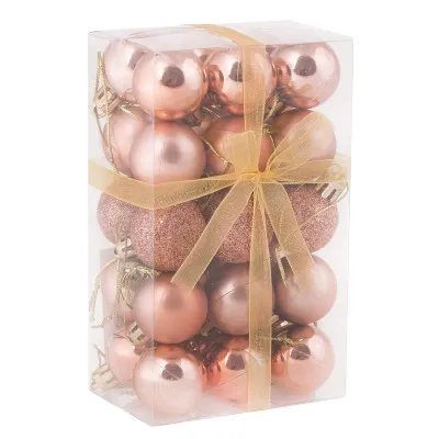 Vianočné banky ružové mix - 3cm, sada 30ks