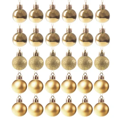 Vianočné banky zlaté mix - 3cm, súprava 30ks