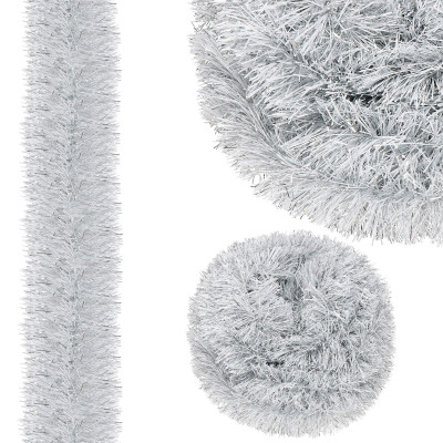 Vianočná reťaz Girlanda extra hustá 6m, šedá