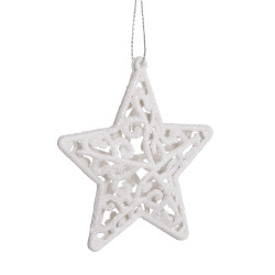 Vianočné ozdoby - Hviezdy s trblietkami biele, 8cm, súprava 2ks