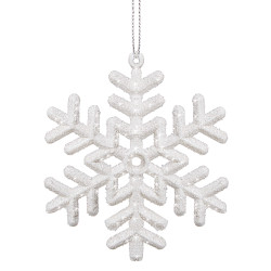 Vianočné ozdoby - Vločky s trblietkami biele, 10cm, sada 3ks