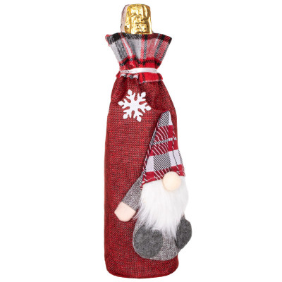 Vianočný obal na fľašu Gnom červený