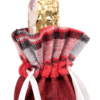 Vianočný obal na fľašu Gnom červený