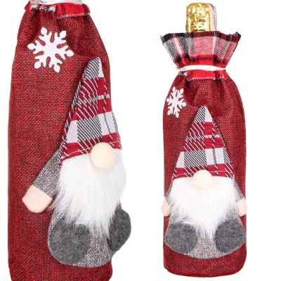 Vianočný obal na fľašu Gnom červený