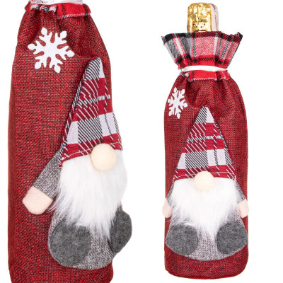 Vianočný obal na fľašu Gnom červený