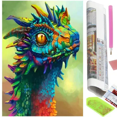 Diamantové maľovanie 40x30 cm, Dračia hlava Springos DIY