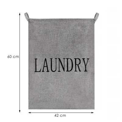 Úložný kôš 81l, šedý s nápisom Laundry SPRINGOS HA0112