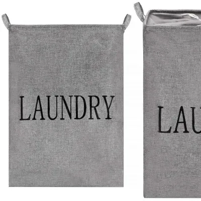 Úložný kôš 81l, šedý s nápisom Laundry SPRINGOS HA0112