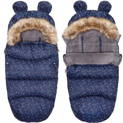 Zimný fusak s kožúškom 4v1 SPRINGOS WING modrý s hviezdami