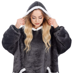 Mikinová deka Oversized tmavo šedá SPRINGOS