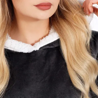 Mikinová deka Oversized tmavo šedá SPRINGOS