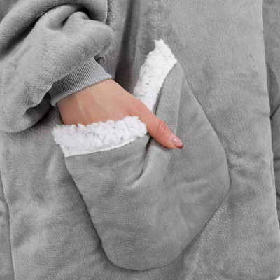 Mikinová deka Oversized svetlo šedá SPRINGOS
