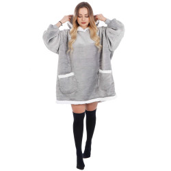 Mikinová deka Oversized svetlo šedá SPRINGOS