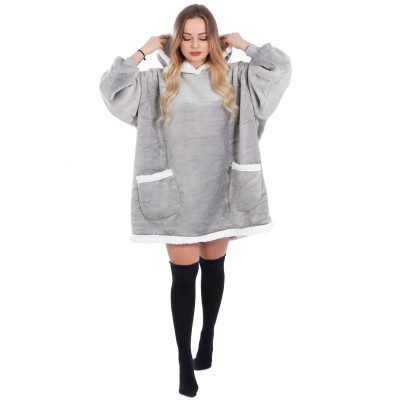 Mikinová deka Oversized svetlo šedá SPRINGOS