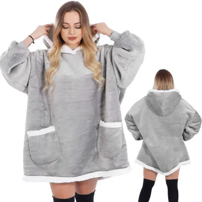 Mikinová deka Oversized svetlo šedá SPRINGOS