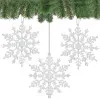 Vianočné ozdoby - Vločky s trblietkami biele, 12cm, sada 3ks