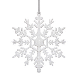 Vianočné ozdoby - Vločky s trblietkami biele, 12cm, sada 3ks