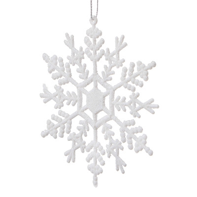 Vianočné ozdoby - Vločky s trblietkami biele, 12cm, sada 3ks