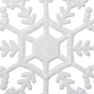 Vianočné ozdoby - Vločky s trblietkami biele, 12cm, sada 3ks