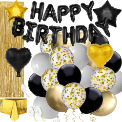 Sada narodeninových balónikov HAPPY BIRTHDAY čierno-zlaté SPRINGOS PS0032
