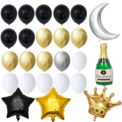 Sada narodeninových balónikov HAPPY BIRTHDAY zlato-čierne SPRINGOS PS0034