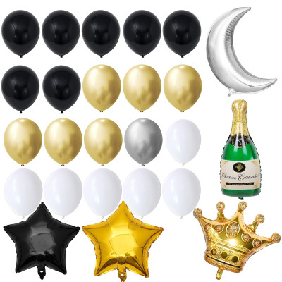 Sada narodeninových balónikov HAPPY BIRTHDAY zlato-čierne SPRINGOS PS0034