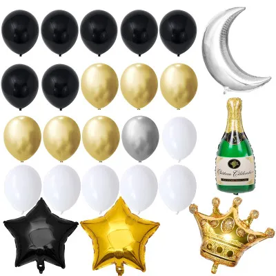 Sada narodeninových balónikov HAPPY BIRTHDAY zlato-čierne SPRINGOS PS0034