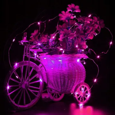 LED reťaz Nano - 2m, 20LED, 2xAA, ružová