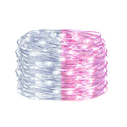 LED reťaz Nano Duo - 10m, 100LED, 3xAA, biela/ružová