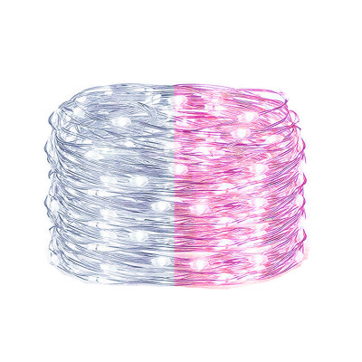 LED reťaz Nano Duo - 10m, 100LED, 3xAA, biela/ružová