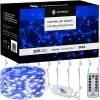 LED Nano svetelný záves - 3x3m, 300LED, 8 funkcií, ovládač, USB, IP44, modrá