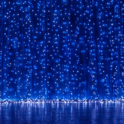 LED Nano svetelný záves - 3x3m, 300LED, 8 funkcií, ovládač, USB, IP44, modrá