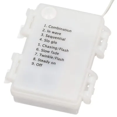 LED svetelná reťaz - 10m, 100LED, 8 funkcií, ovládač, 3xAA, IP44, teplá biela