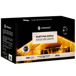 LED kvaple - 22,5m, 500LED, IP44, teplá biela + záblesky