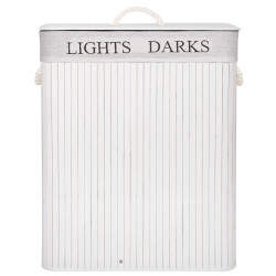 Kôš na bielizeň 100l, dvojdielny SPRINGOS BAMBUS biely