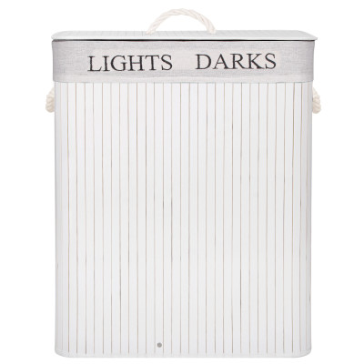 Kôš na bielizeň 100l, dvojdielny SPRINGOS BAMBUS biely